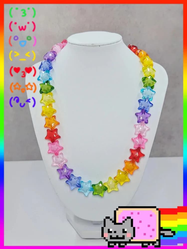 Y2K Collana con stella arcobaleno e dopamina Decora Scenecore Catena per cintura Gioielli cosplay carini per ragazze dolci