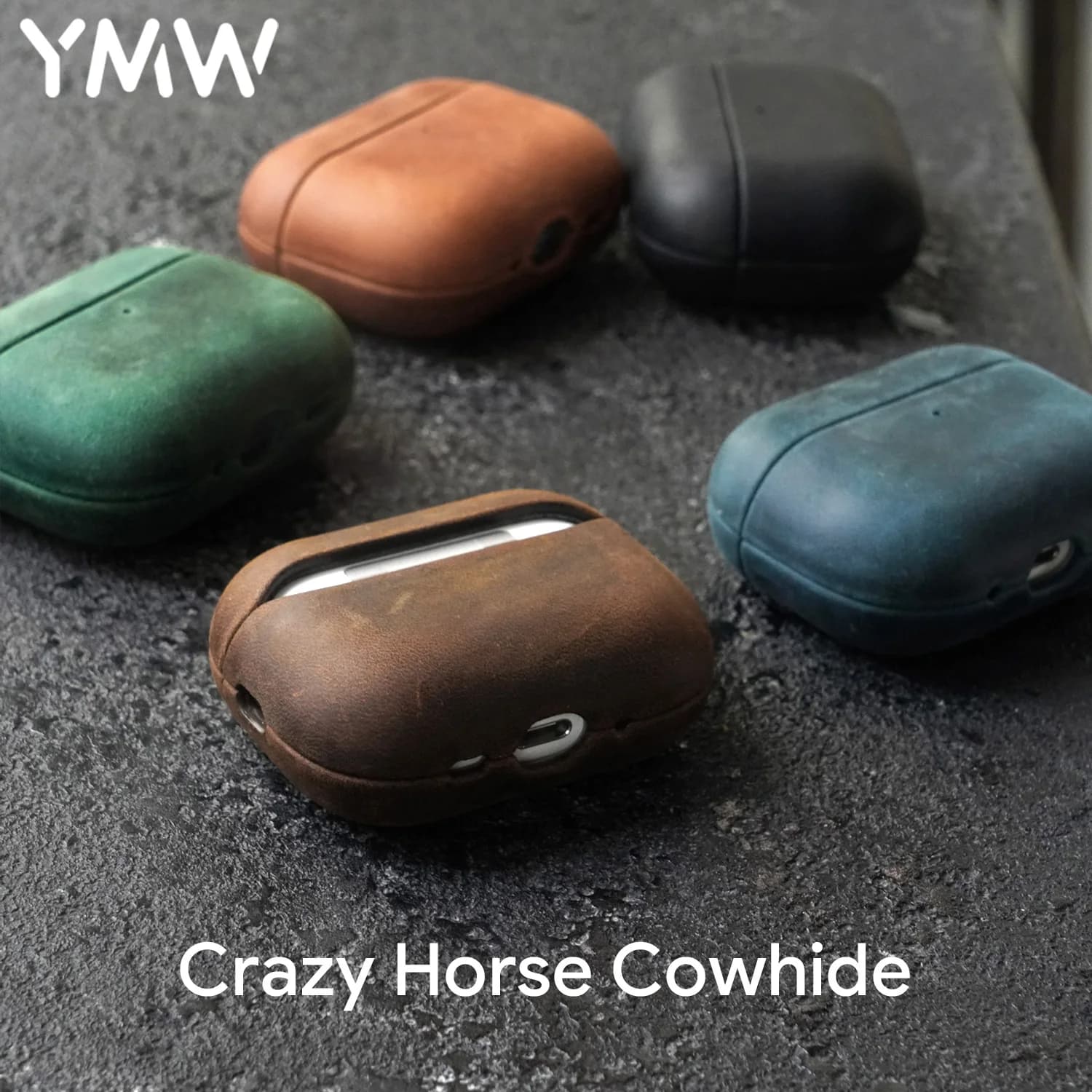 YMW Crazy Horse genuine leather case for AirPods Pro 3 2 Luxury cow leather cases Cover for wireless Bluetooth headset