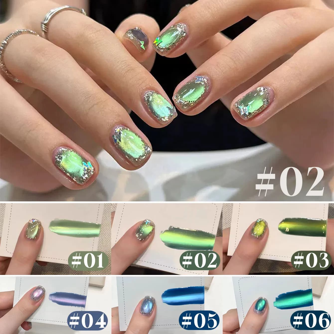 MIANEL 12ML Semi-Permanent Gel Nail Effect Cat Eye Green Series Blue Night Spring 2026 New Style Polish Ceramic 1-6pz
