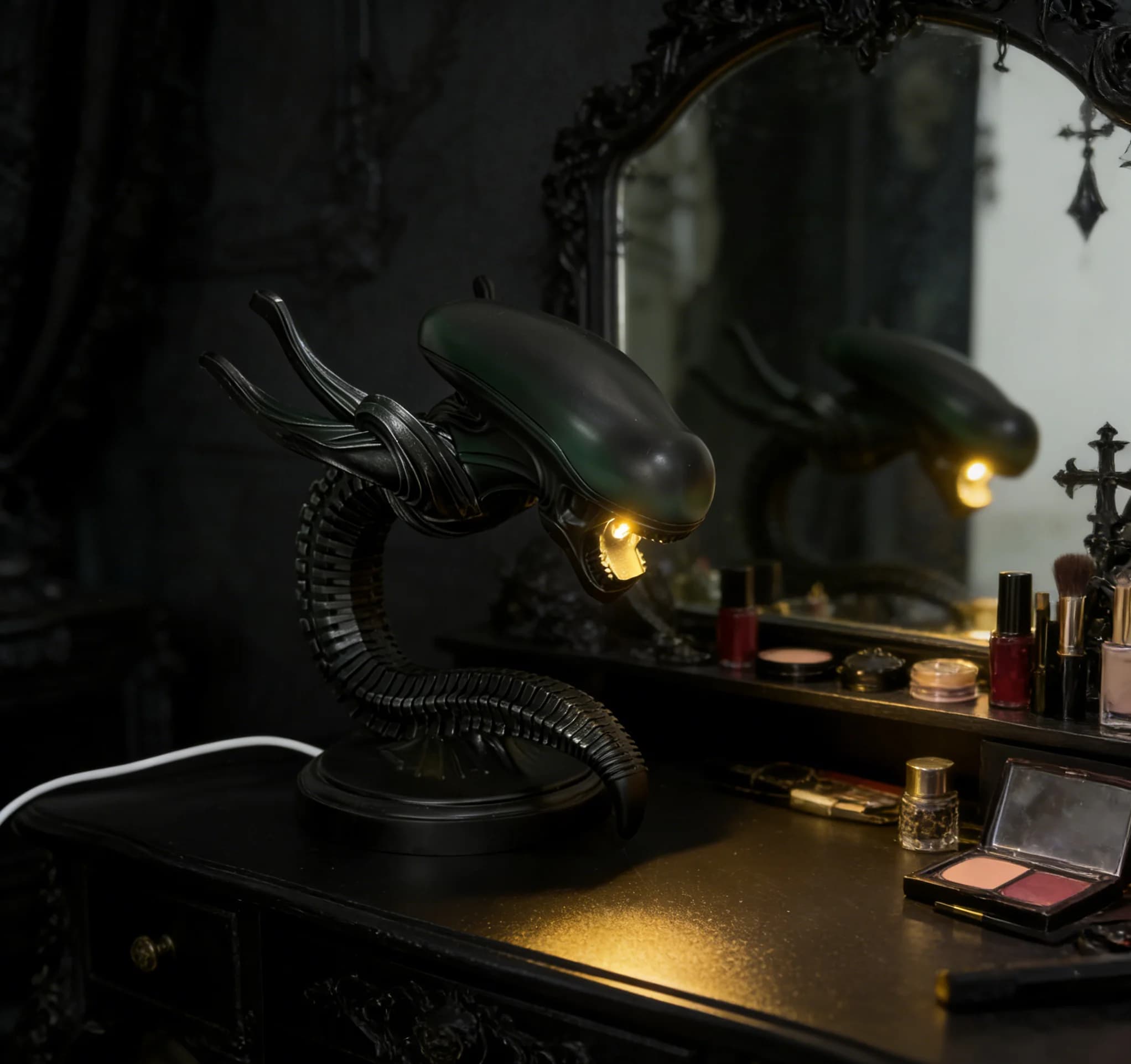 Lampada Statua Alieno in Resina, Decorazione per Camera da Letto e Soggiorno, Luce Notturna a Forma di Forma di Vita Extraterrestre, Regalo per la Decorazione della Casa