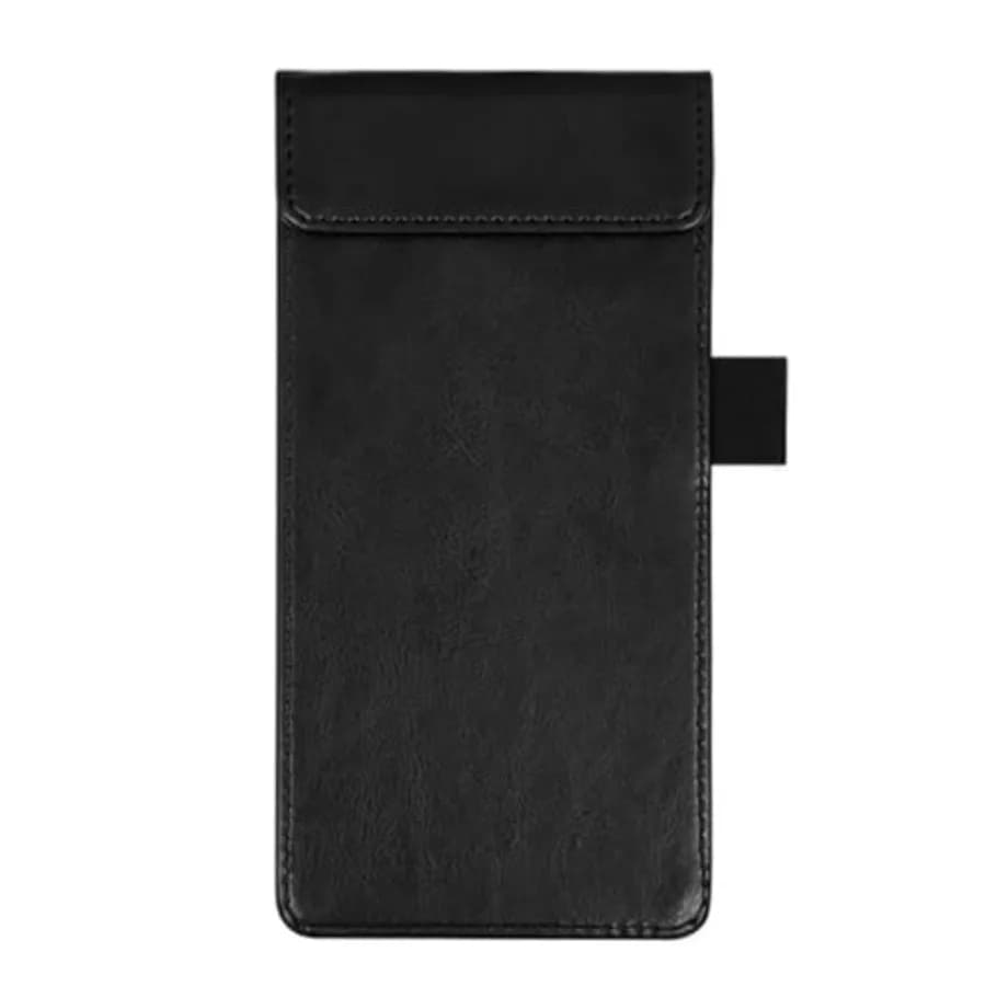 Mini Pocket Clipboard, 7.9" X 3.9" Magnetic PU Notepad Server Pad Menu Holder with Pen Holder File Clip Folder Writing Pad for
