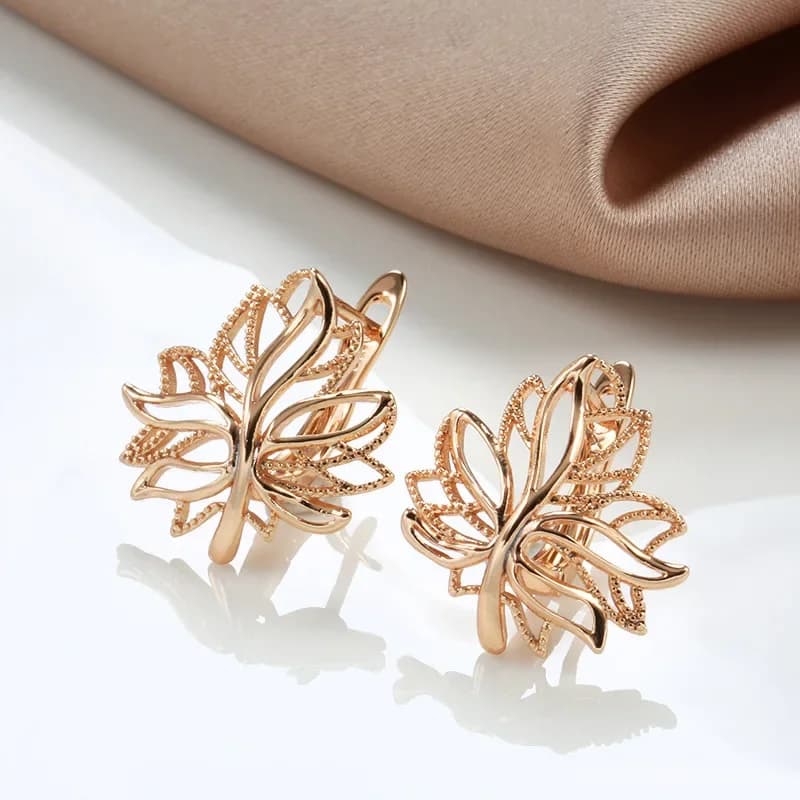 Orecchini coreani a clip vuoti lucidi Albero della vita in oro rosa Cerchi scintillanti Orecchini da sposa per donne Gioielli dorati Regali di Natale