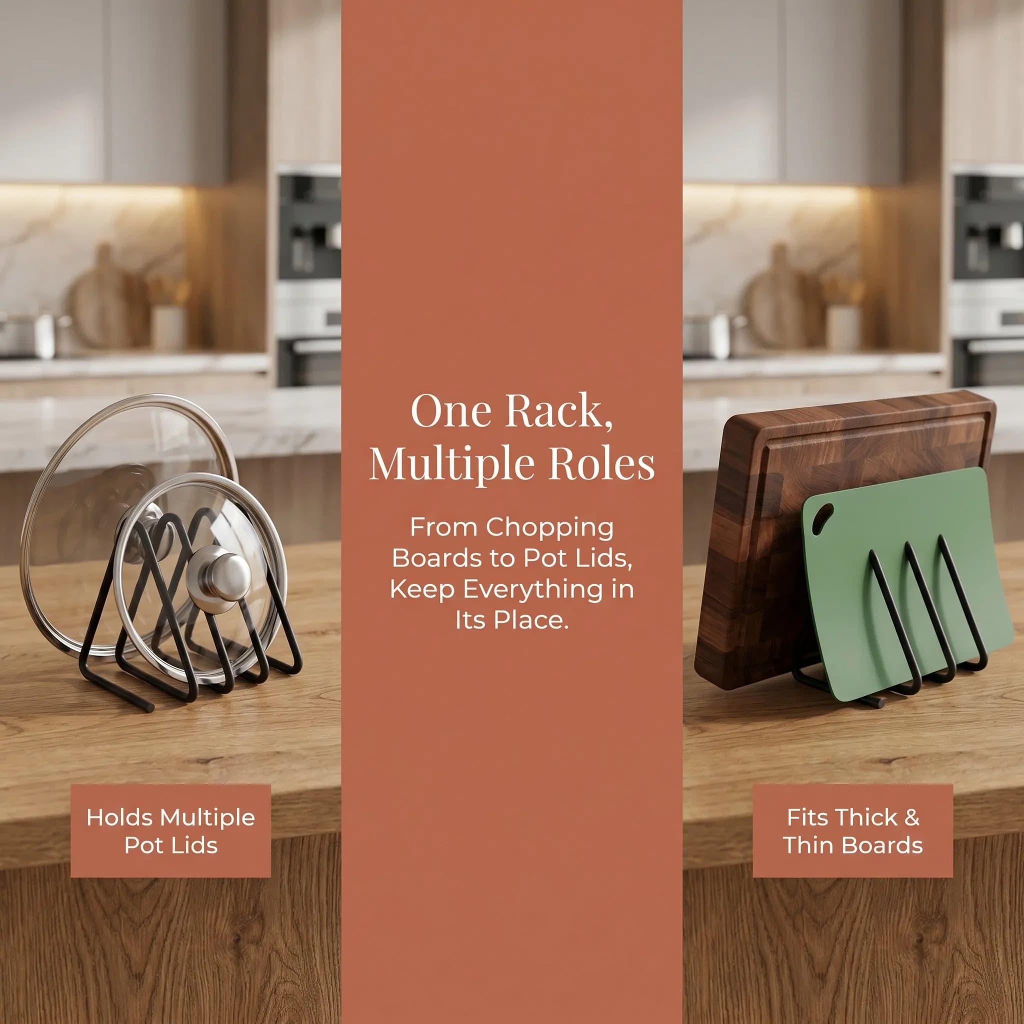 Triangle Cutting Board Holder High Quality Metal Non Slip Vertical Kitchen Storage Rack Cabinet Organizer Space Saving Pot Lid