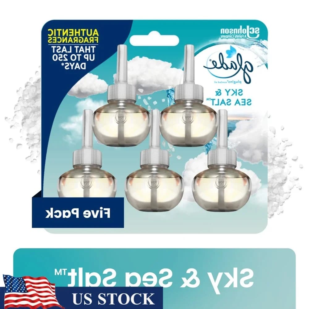 PlugIns Deodorante per ambienti Ricarica Cielo Sale marino Oli essenziali 5 Conteggi Olio profumato Diffusore Scaldino di fragranze Rinforzatore d'umore 50 giorni