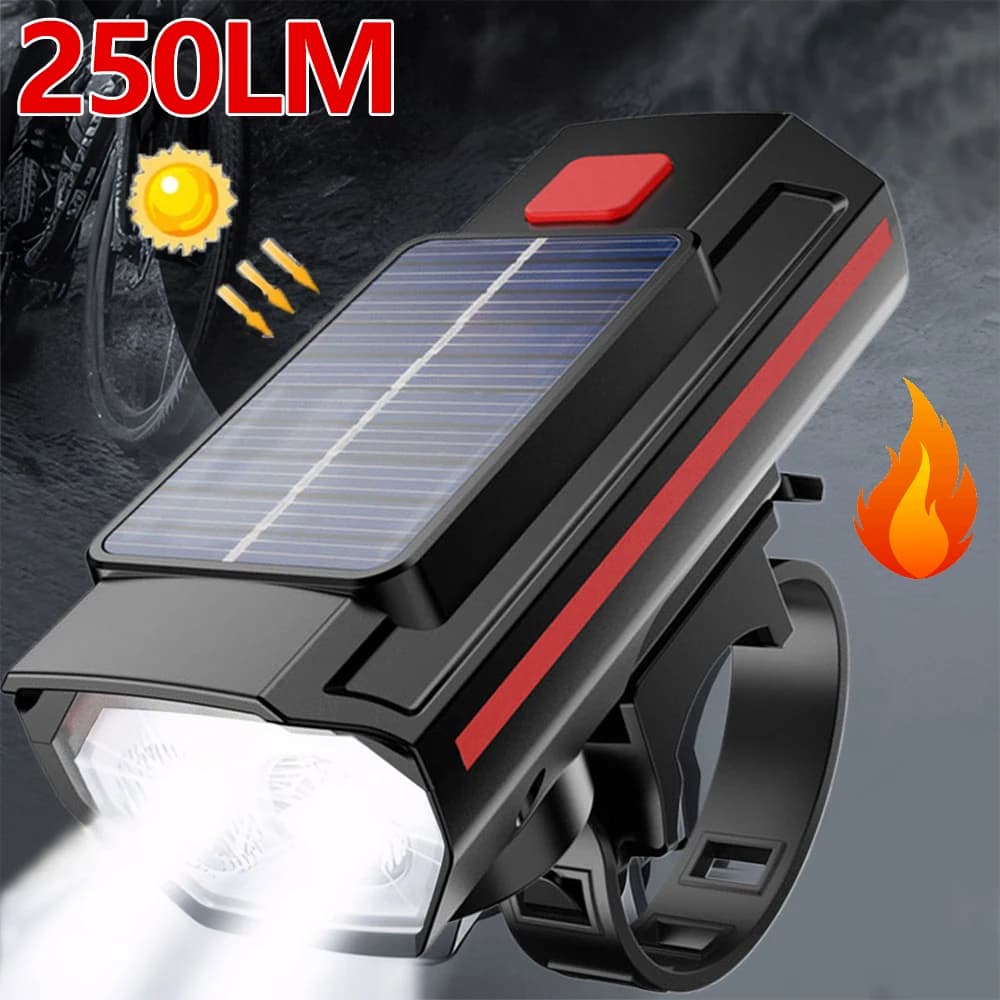 LED luce per bicicletta energia solare MTB bici da strada lampada anteriore torcia luce posteriore Display di alimentazione ricaricabile accessori per ciclismo