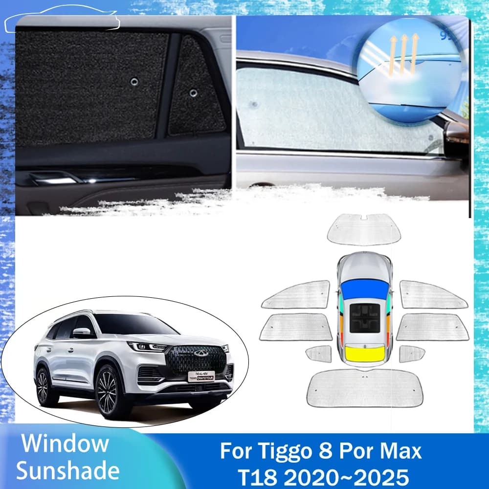 Per Fownix Chirey Tiggo 8 2020 ~ 2025 2021 2022 2023 2024 Lucernario Parasole Finestrino laterale auto Anti-UV Parabrezza Parasole Protezione Parasole Accessori