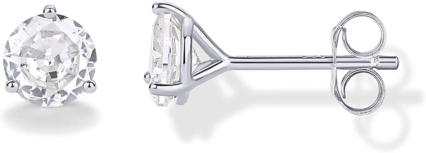 Orecchini a Perno in Argento Sterling 925 Placcato Oro 14K con Zirconia Cubica per Donne - Orecchini con Diamanti Simulati CZ