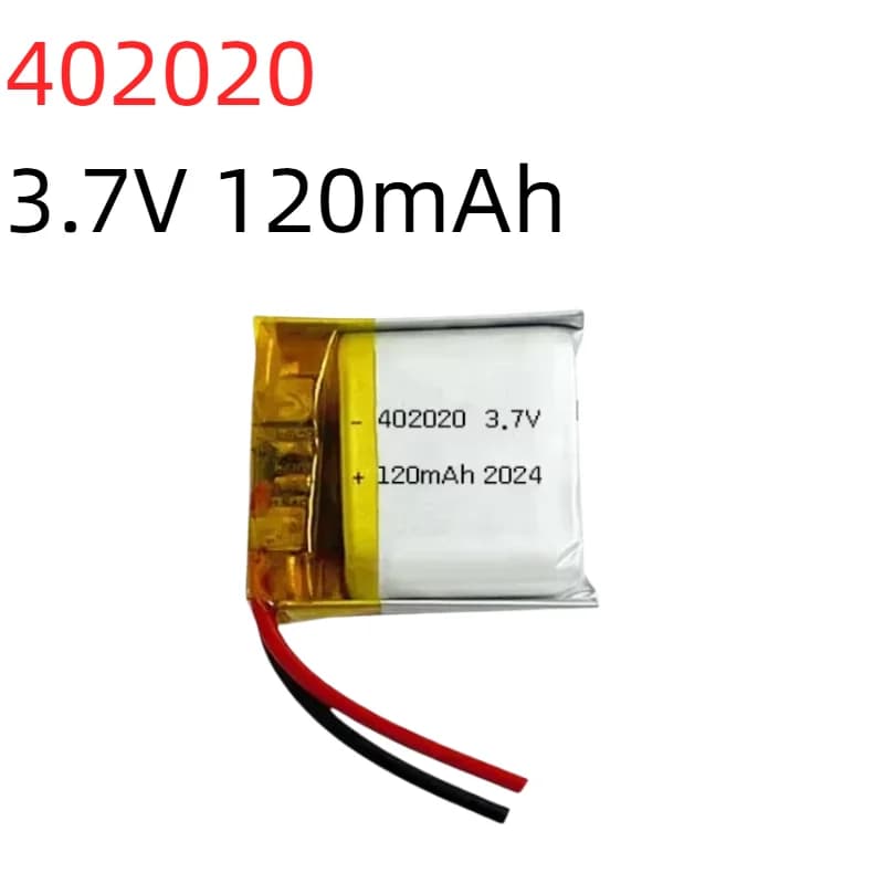 Batteria Ricaricabile ai Polimeri di Litio 3.7V 120mAh 402020 per Cuffie Bluetooth, Mouse, Altoparlanti, Smartwatch, Cella Li-ion 042020