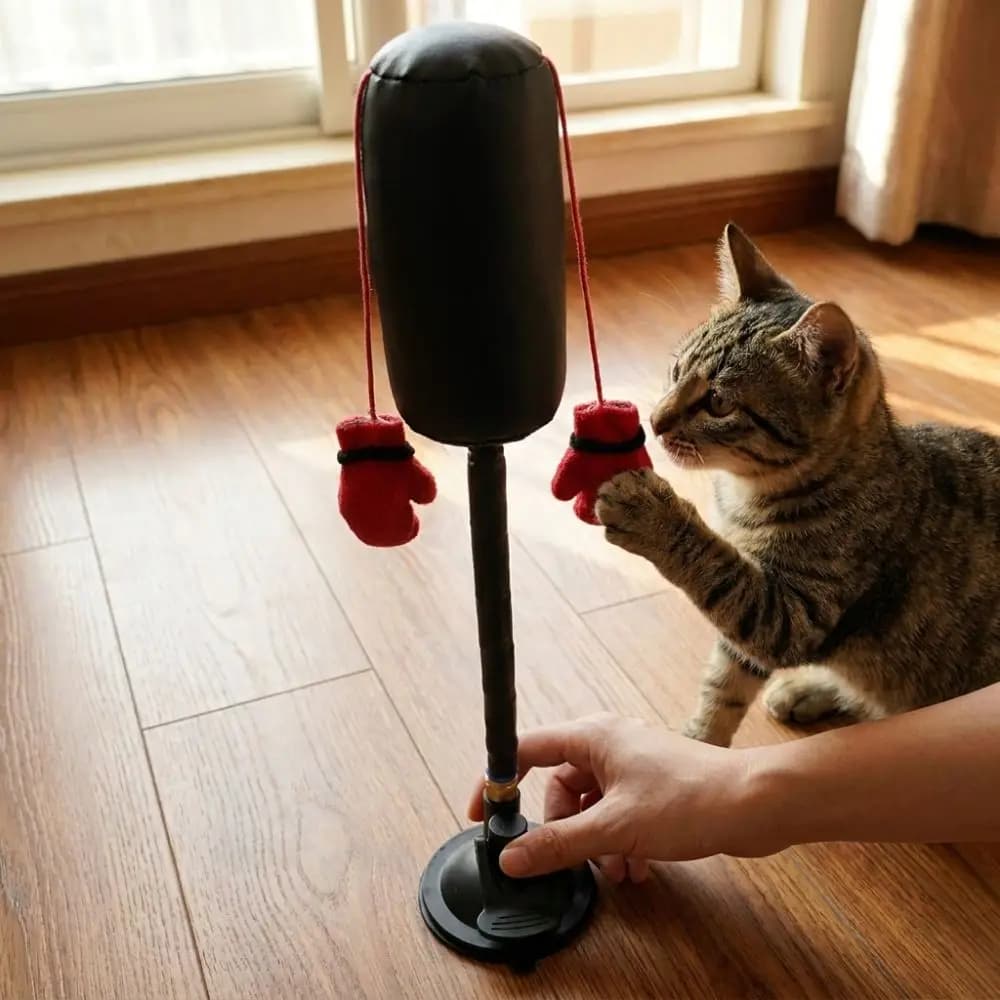 Suction Cup Cat Boxing Self-standing Scratch Trainer Pet Punching Bag Scratch Resistant Bite Resistant Cat Boxing Game