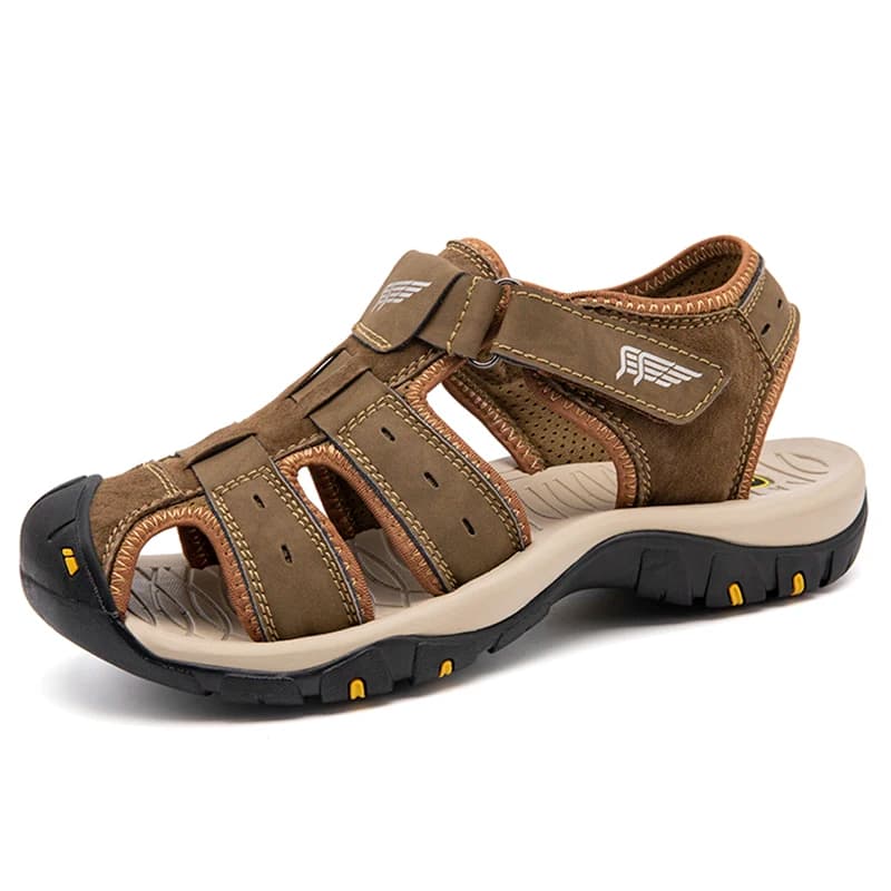 Men's Summer Leather Sandals, Casual, with Soft Sole, for Outer, Beach Shoes, Roman Style, Plus Sizes up to 48