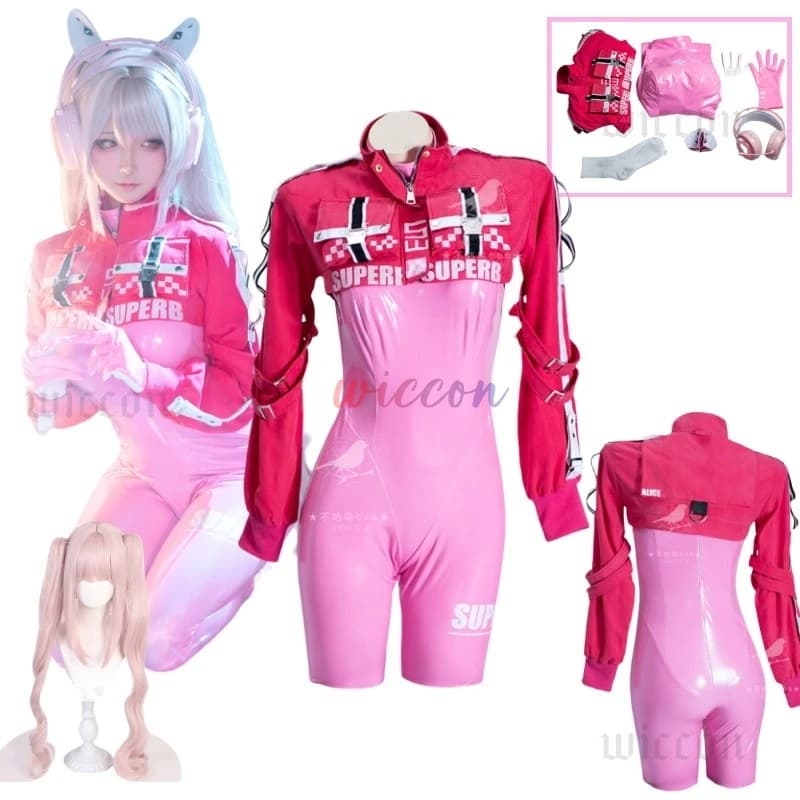 DEUSA DELLA VITTORIA: NIKKE Alice Cosplay Body Guanti per le orecchie Parrucca Giacca in lattice per gatti