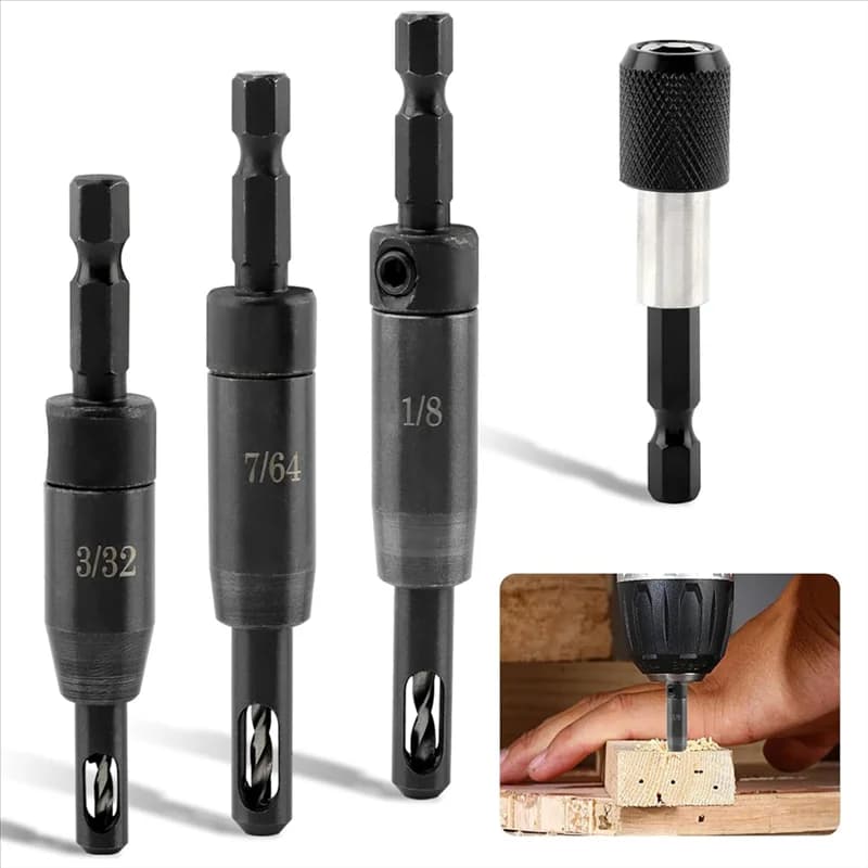 ABBP-Set di punte da trapano autocentranti 3/32", 7/64", 1/8" Punta da trapano per cerniera autocentrante per punta da trapano per cerniera centrante da 1/4 pollici