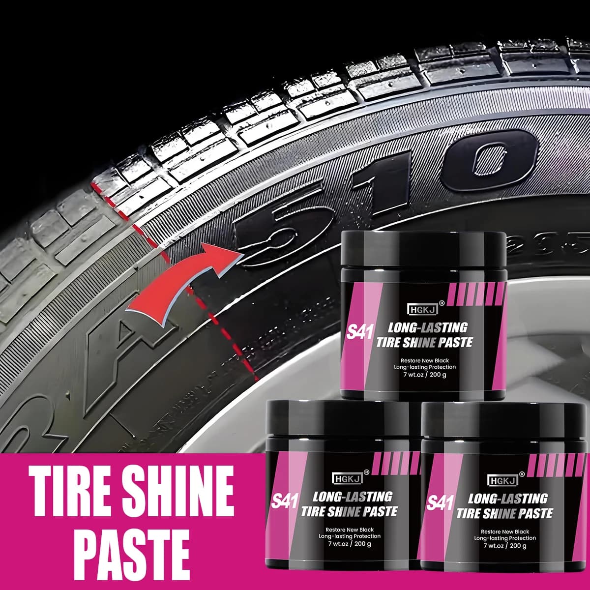 Premium Tire Shine & Protection Wax - Durable, Black Enhancer per auto, moto e biciclette-previene screpolature e sbiancamento