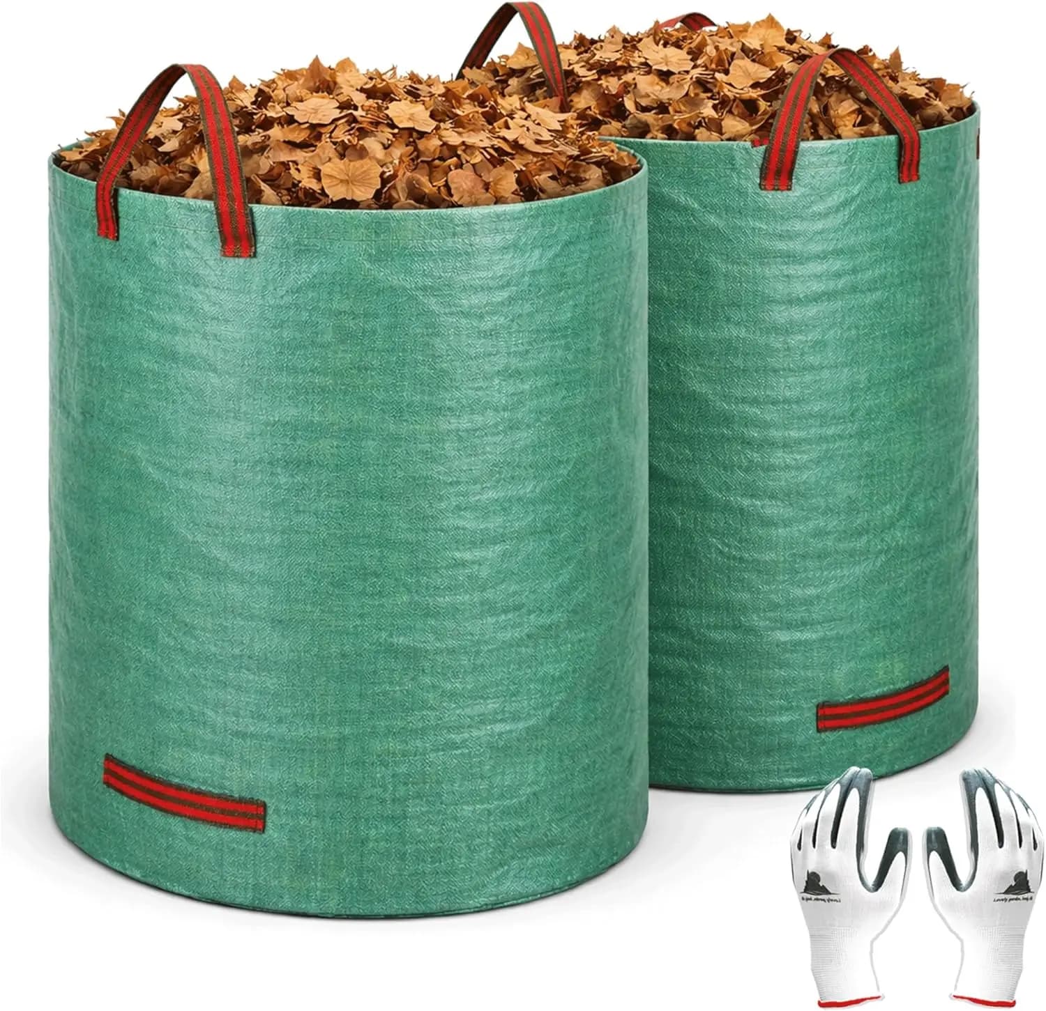 Confezione da 2 Sacchi per Rifiuti da Giardino Resistenti da 132 Galloni, Sacchi Riutilizzabili e Pieghevoli per Foglie con Anello di Supporto per Detriti del Prato
