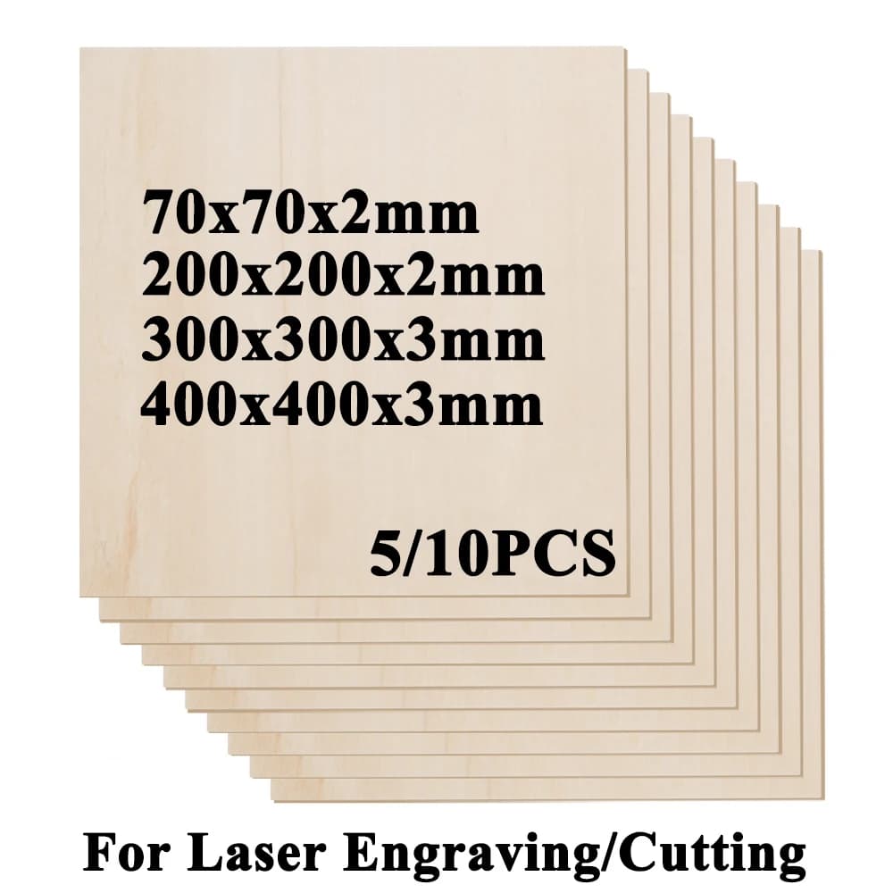 5/10 pcs Wood Sheets For 200/300/400mm Laser Engraving Cutting Text Wood Sheets Compensated Square Wood Edge For Twotrees Laser Engaver