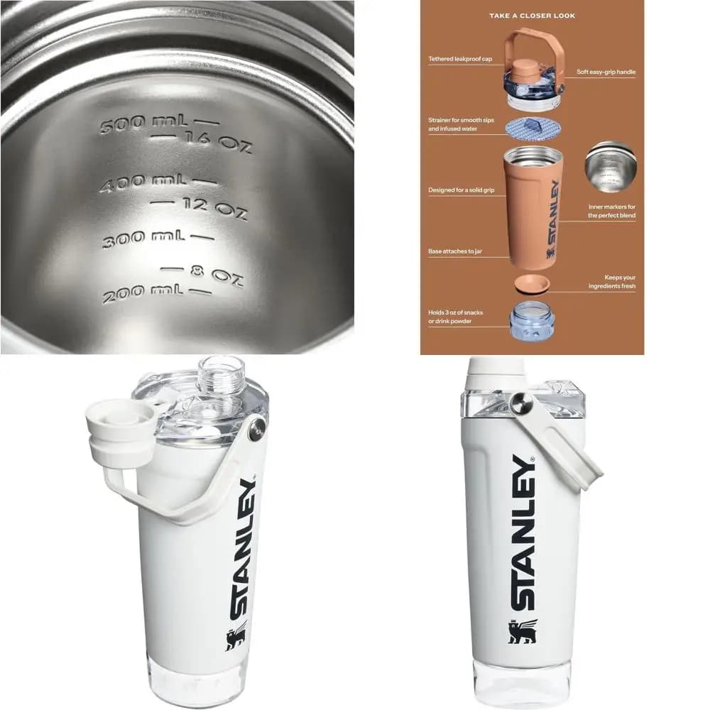 Stainless Steel Shaker Insulated by 20 oz, Antigoccia, for Protective Frullati and Pre-Allenamento | Senza BPA | Gesso