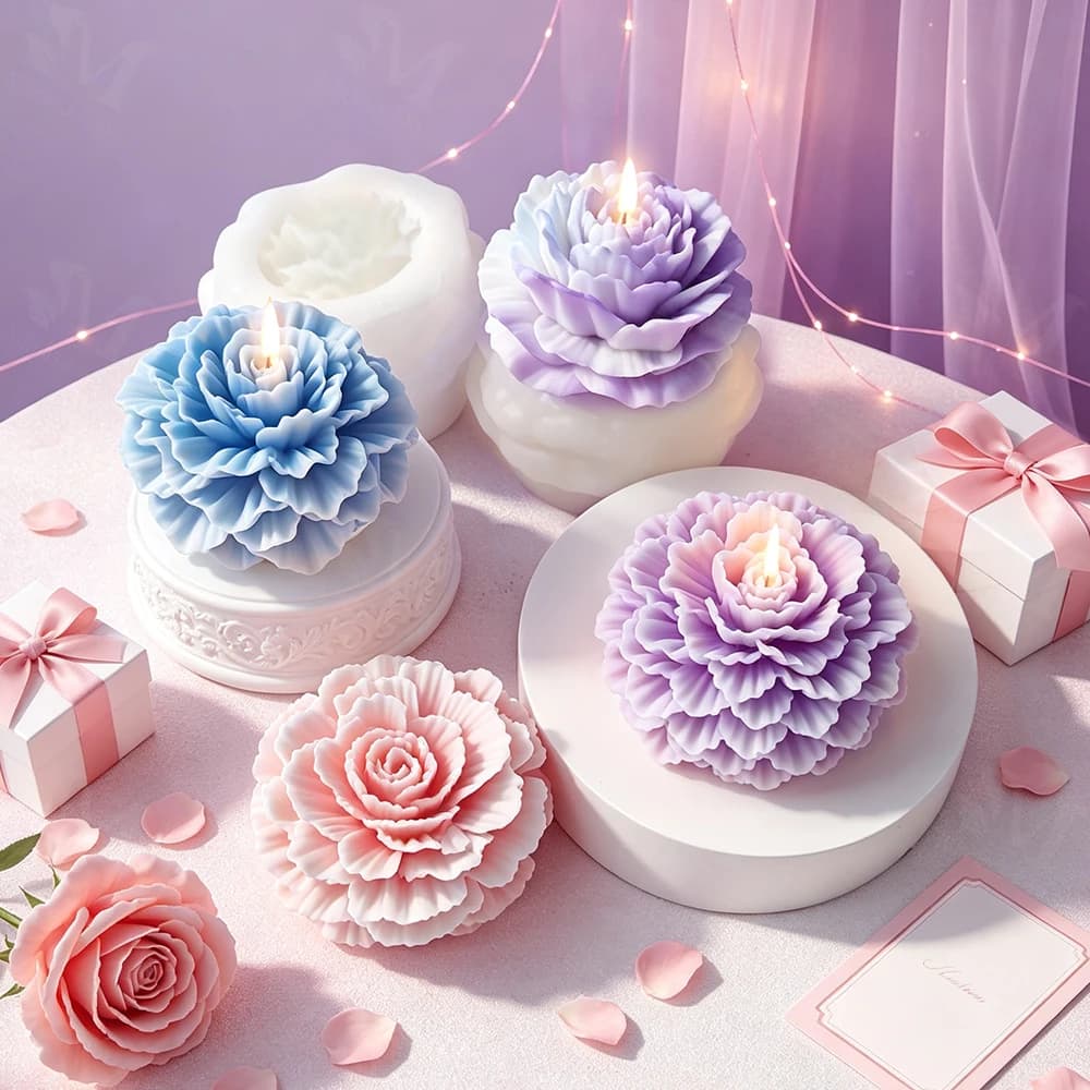 3D large-scale peony flower silicone mold, realistic flower mold, scented candle gypsum resin wedding home decoration