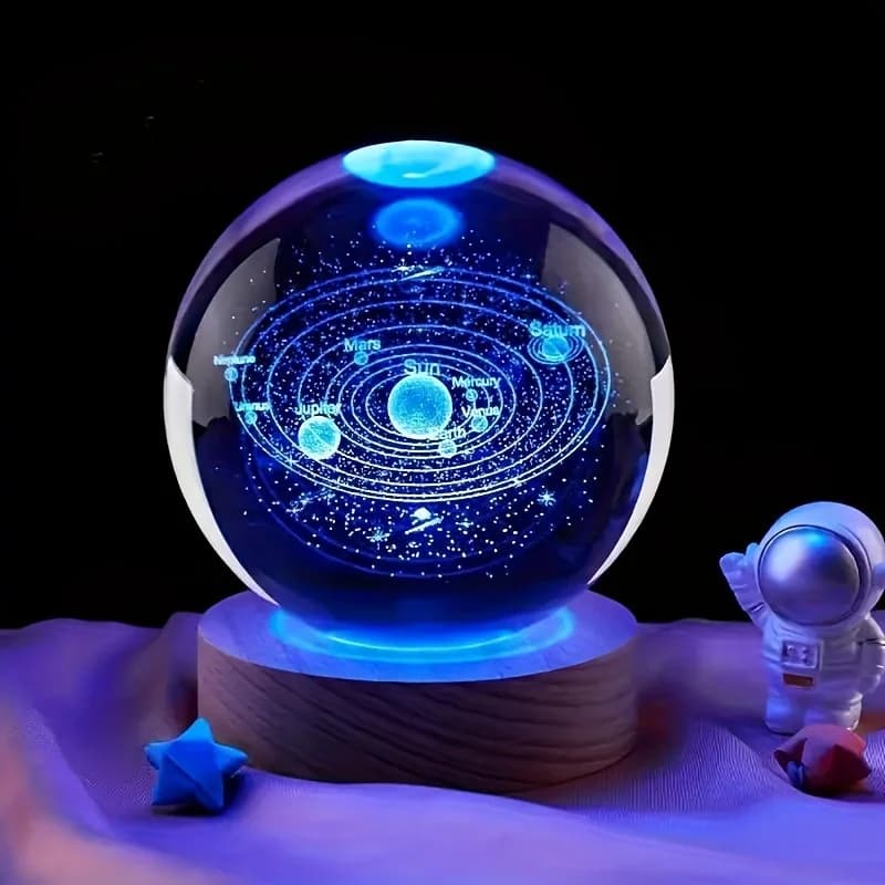 1 pc, night light with solar system crystal ball, table lamp decoration for home table decoration, girlfriend, wife's birthday gift