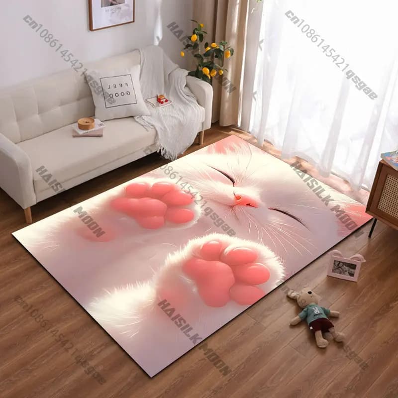 Tappeto morbido e adorabile con zampe di gattino, tappeto rilassante per yoga, decorazione per soggiorno, tappetino per bambini, zerbino, tappeto decorativo.