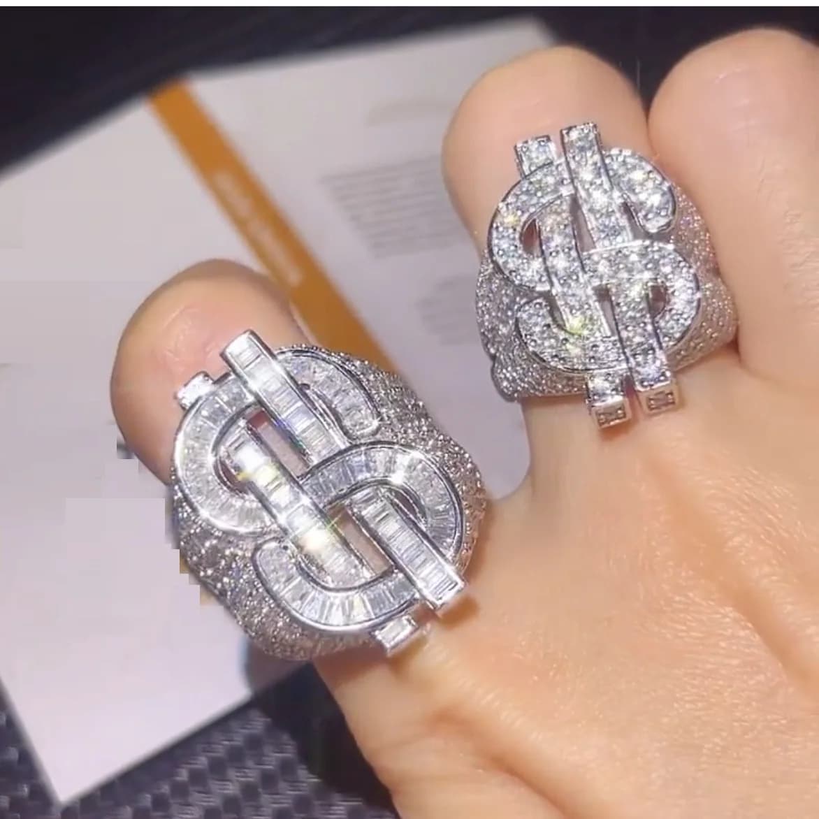 Taglia usa 8 9 10 11 Iced Out Bling Men Boy Finger Jewelry 5A Cubic Zirconia CZ Money Dollar Ring gioielli Hip Hop all'ingrosso