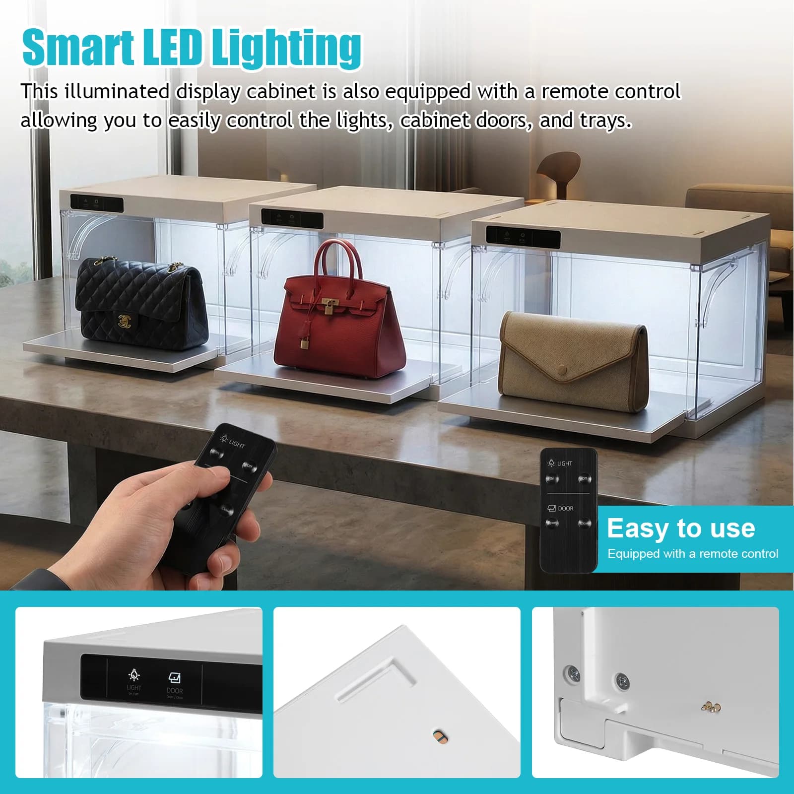 Set di 3 Scatole Espositive Intelligenti per Scarpe con Luci LED, Controllo Remoto e Apertura Automatica per Appassionati di Sneaker