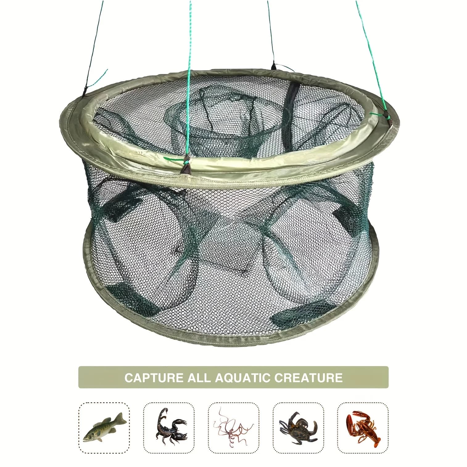 Trappola da Pesca Pieghevole a 6 Fori per Granchi, Aragoste e Gamberi, Gabbia Multiuso per Acqua, Attrezzatura da Pesca