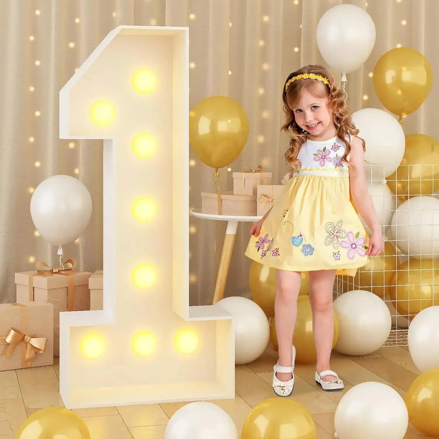 Giant Number Led Light for Kids Birthday Party Wedding Anniversary Decor DIY Frame Marquee Number KT Board Balloon Filling Box