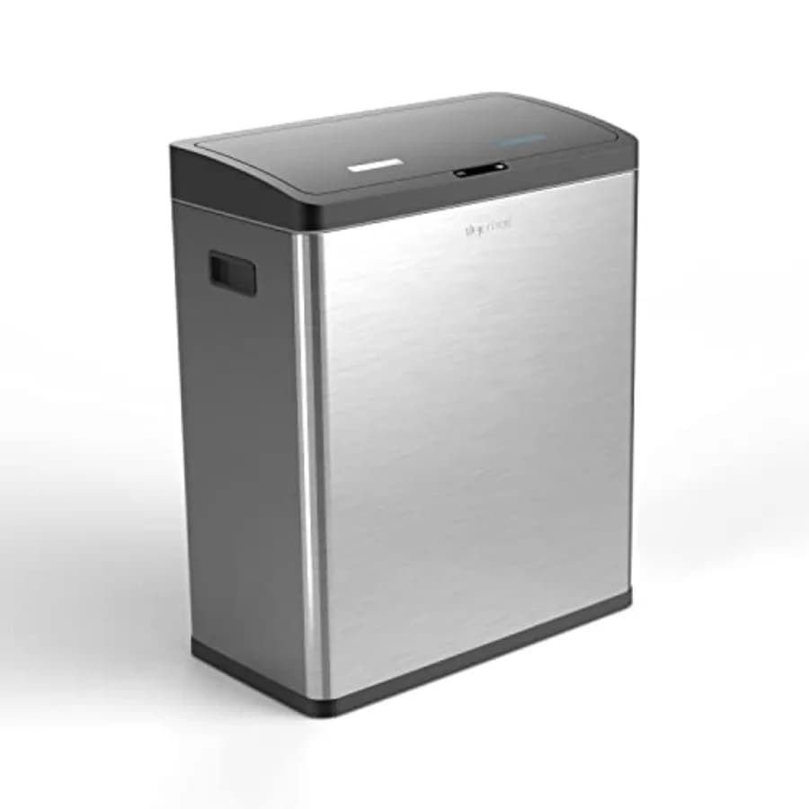 Bidone per Rifiuti e Riciclaggio da 16 Galloni con Sensore di Movimento e Contenitori Interni Rimovibili in Grigio Antracite per Cucine Moderne con Coperchio
