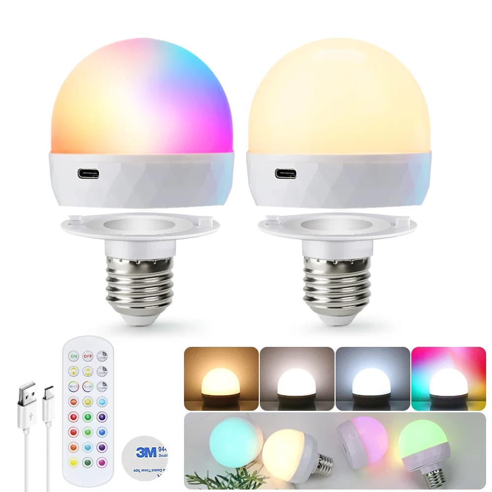 Lampadina a LED ricaricabile E27 USB 5V attrazione magnetica RC dimmerabile attrezzatura da campeggio festa per la casa lampada a LED fiale per ambienti