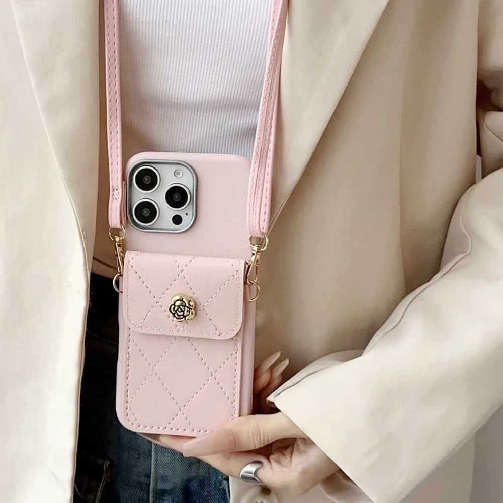 Custodia per telefono per Samsung S25 S24 S23 S22 Ultra S21 Plus S20 FE Nota 20 3D Fiore Portafoglio in pelle Borsa per carte Crossbody Cordino Cover