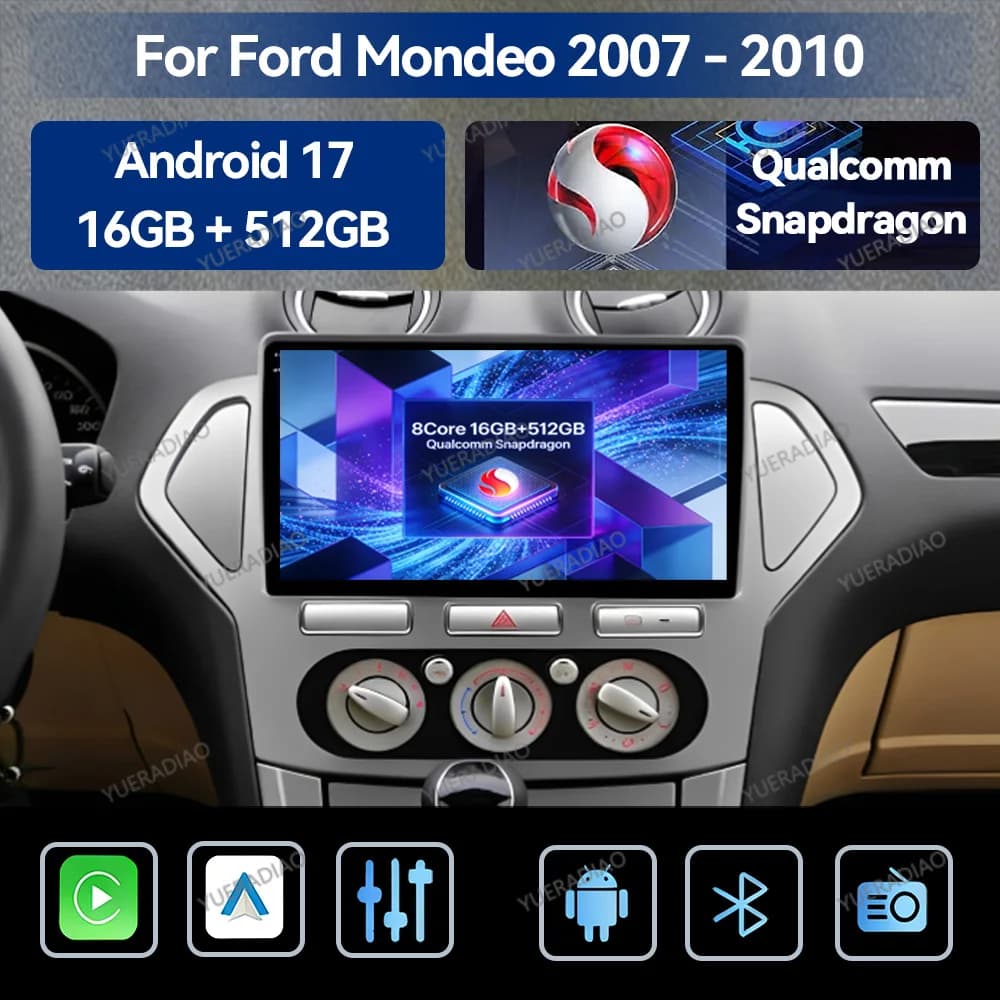Android 17 Car Radio For Ford Mondeo MK4 2007 2008 2009 2010 Head Unit BT GPS NAVI Bluetooth Car Radios Carplay Automotive
