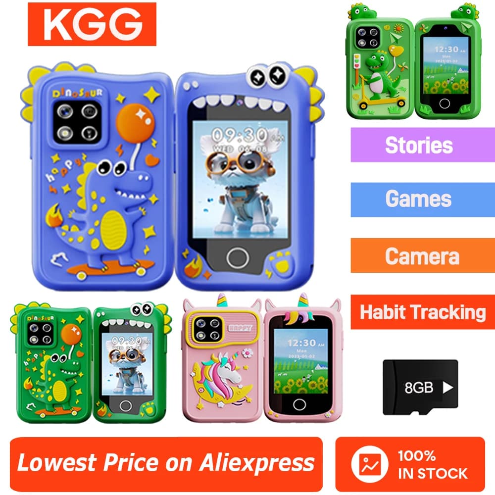 Bambini Smart Phone 8GB 2.8 '' Storie Musica Fotocamera Video Abitudine Tracciamento Mini Giocattolo Telefono Bambino Mobile Strumenti di Apprendimento Educativo Regali