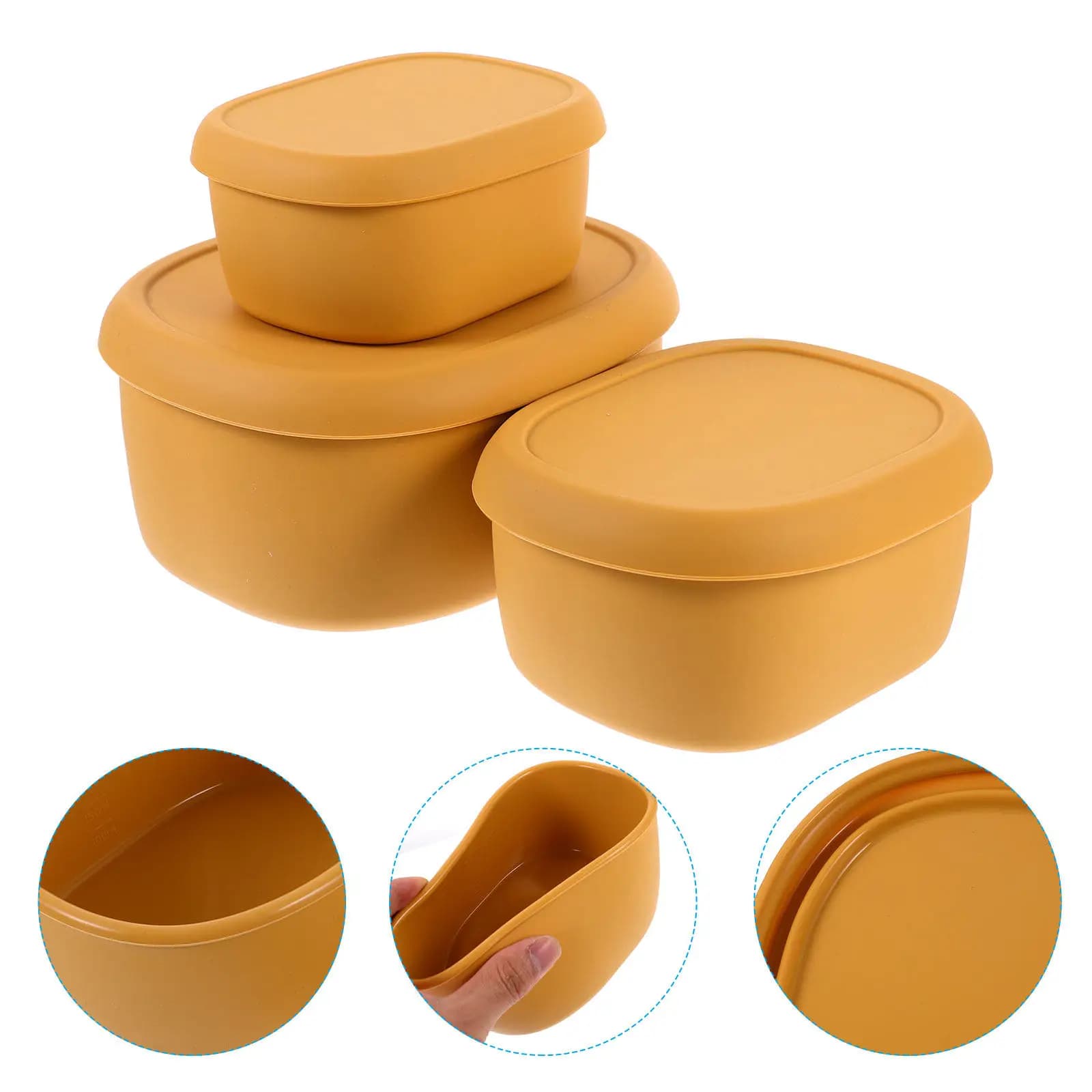 Set di Contenitori per Pranzo in Silicone, Adatti al Microonde, Portatili e Riutilizzabili, per Ufficio, Campeggio e Cucina