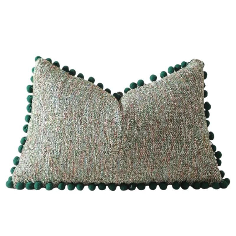Covers Boho Green with pompon 30x50cm 45x45cm velvet pillowcase Texture decorative cushion cover for sofa