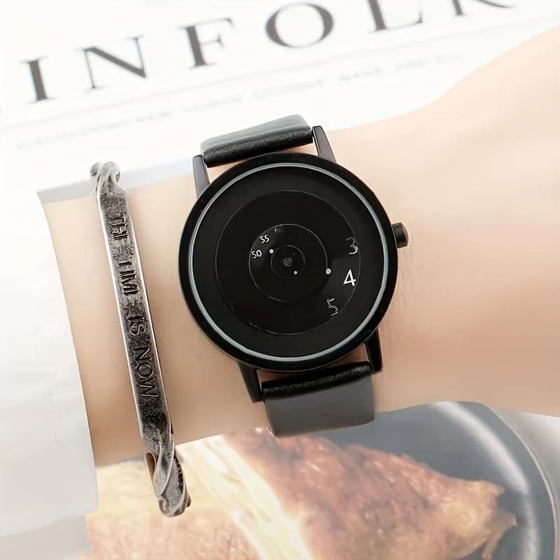 1 piece of technology black edition korean minimalist fashionable concept of fashion creative personality couple watch for male and female students