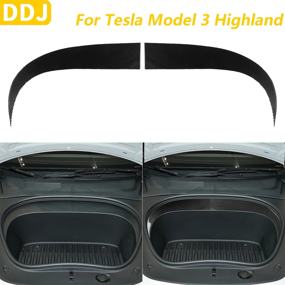 For Tesla Model 3 Highland 2023-2025 In Carbon Fiber Tooth Anterior Interior Panel Trim Brushing Panel Covering Accessories Auto Adhesive Decoration