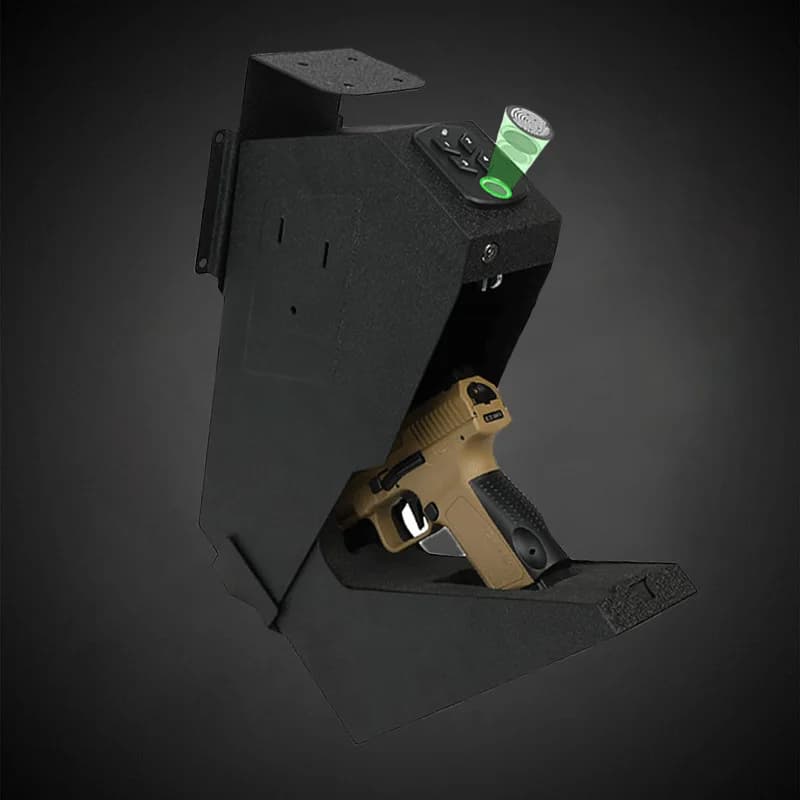 Cassaforte Biometrica per Pistole, Cassetta di Sicurezza a Accesso Rapido per Casa con Impronta Digitale/Tastiera/Chiave, Modalità Silenziosa