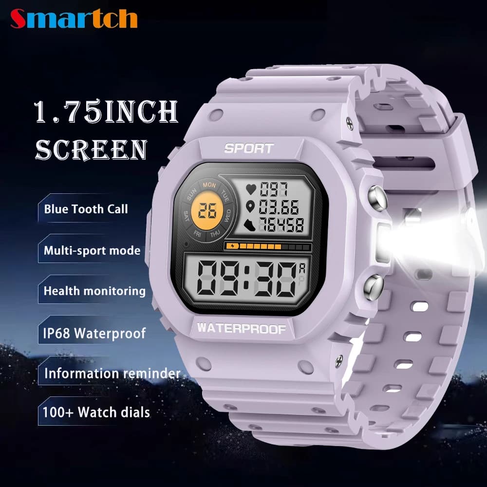 Brand New Smartwatch with Bluetooth Calls, Waterproof, LED Flashlight, Cardiaca Frequency Monitoring, Notifications, Compass and Clock