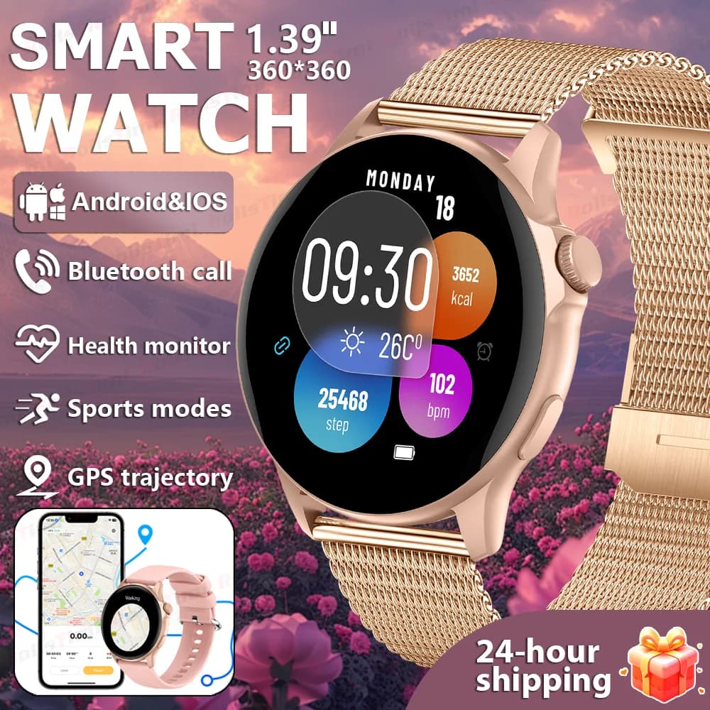 2025 Nuovo orologio intelligente da 1,39 pollici ultrasottile con touch screen completo Chiamata Bluetooth Orologio sportivo per fitness con frequenza cardiaca per uomini e donne