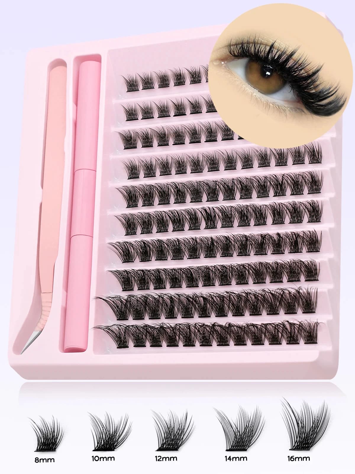 1 set of strainers for extension eyelashes, adhesive and sealing for artificial fake eyelashes for cat eyes (neck and tweezers are shipped randomly)