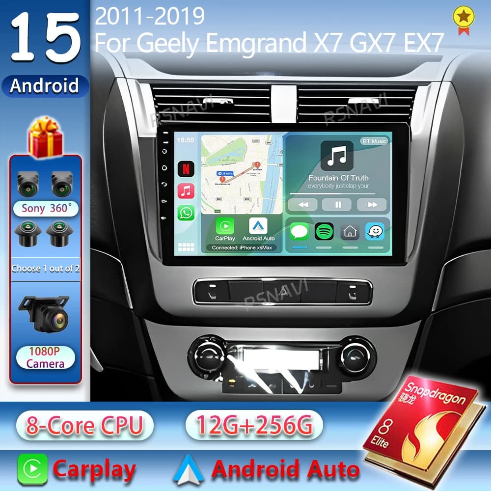 Android15 Autoradio Per Geely Emgrand X7 GX7 EX7 Navigazione GPS Lettore Video Multimediale Stereo senza fili Carplay Auto DSP WiFi + 4G