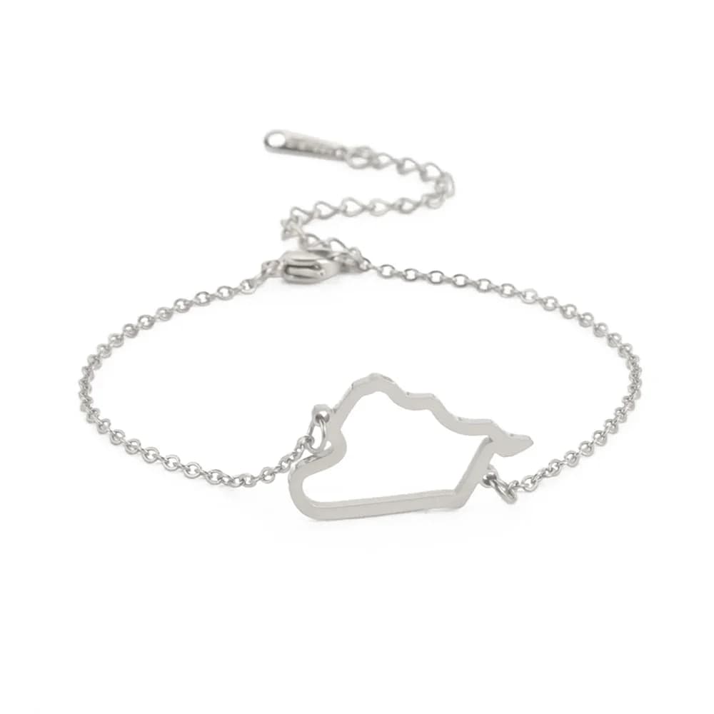 My Shape Syria Map Bracelets Hollow Syrians Map Pendant Bangle for Women Men Adjustable Chains Stainless Steel Jewelry Gifts