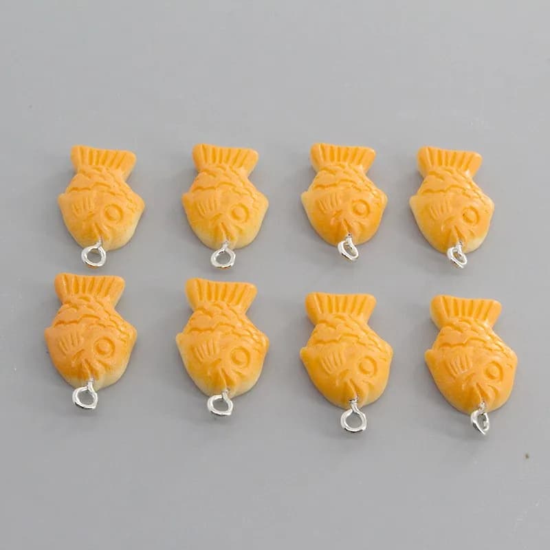 10 pezzi di adorabili ciondoli in resina a forma di pesce, pendenti fatti a mano per braccialetti, orecchini, accessori decorativi