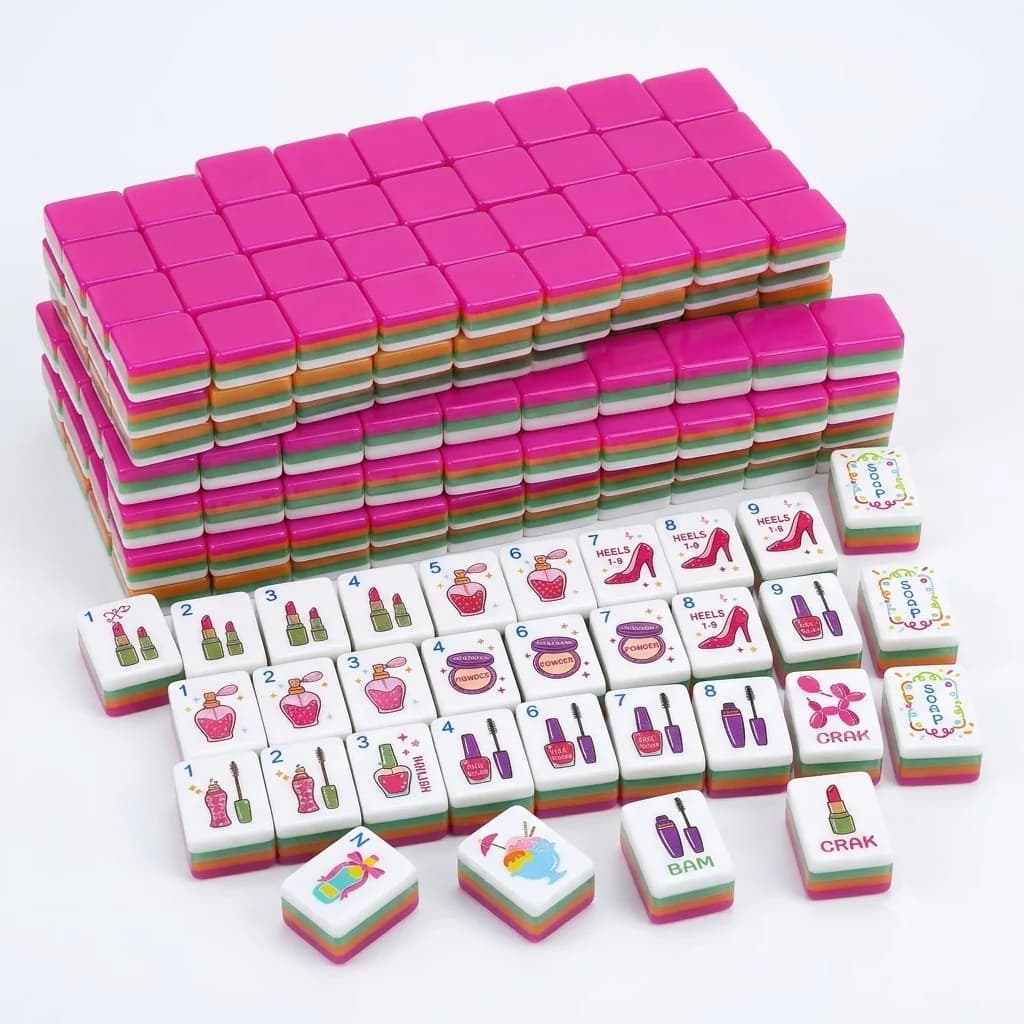American Mahjong 160 Tiles Four-Layer Acrylic Premium Mahjong Set for Family Gatherings and Outdoor Games, Easy to Carry