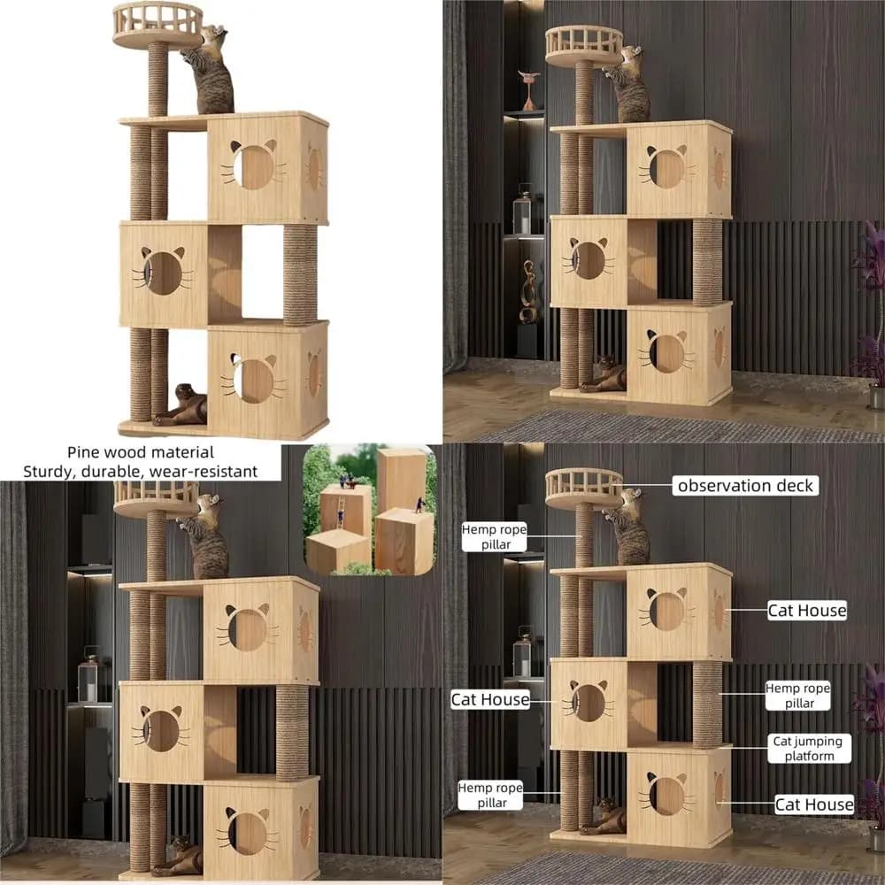 Torre per albero per gatti da interni con livelli multipli, piattaforme per saltare, terrazza di osservazione e tiragraffi per gatti
