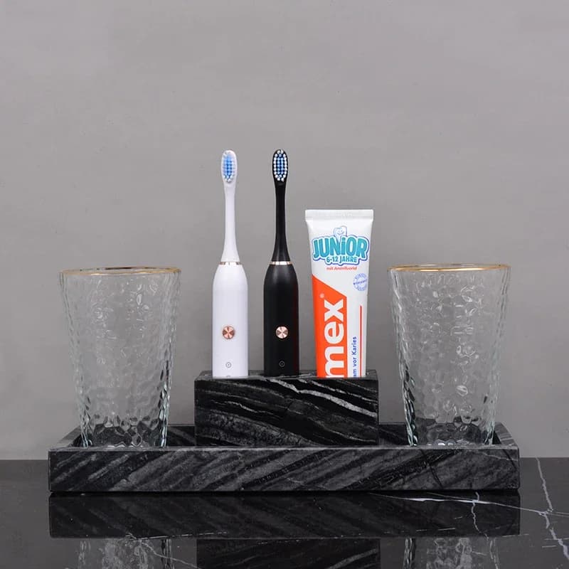 Set di accessori in marmo naturale per il bagno Portaspazzolino elettrico Tazza di vetro Vassoio per bicchieri Set di accessori per il bagno