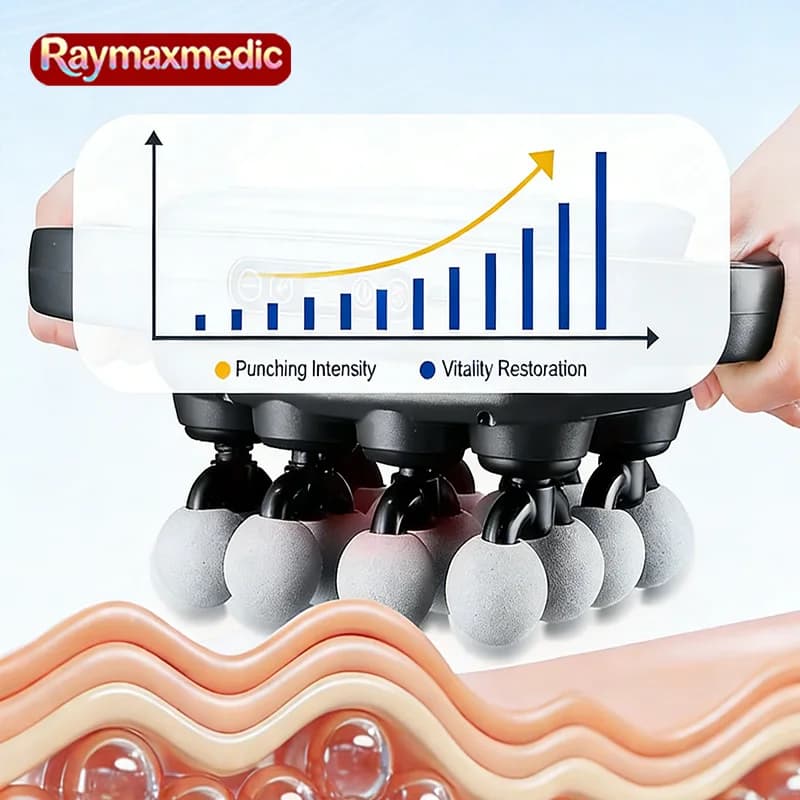 Raymax Massage Gun with 16 High Frequency Heads, Massage for Back, Life, Collo, Spalle and Muscoli