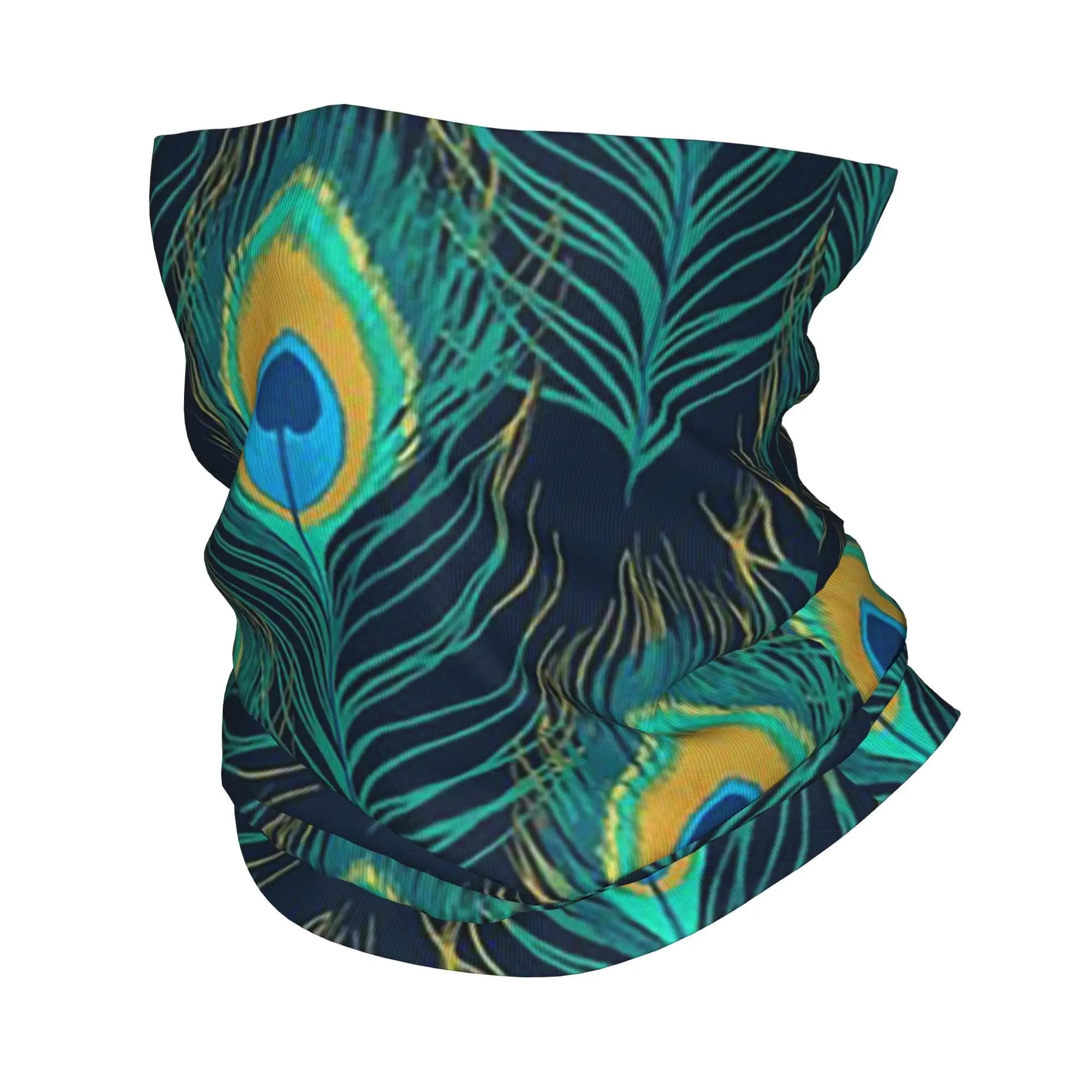 Bandana con piume di pavone, maschera stampata, sciarpa multifunzione, maschera per il viso, sport all'aria aperta, per uomo, donna, adulto
