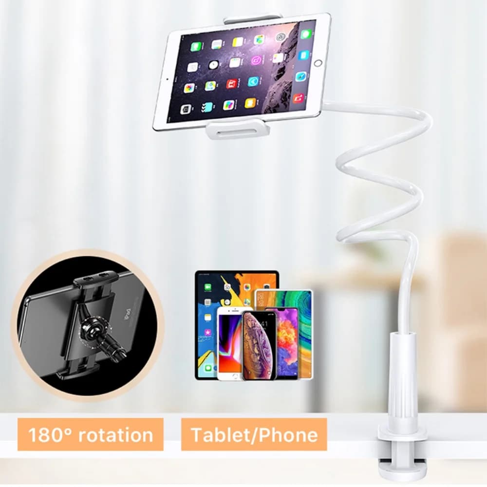 Supporto Universale Flessibile da Comodino per Telefono e Tablet con Braccio Lungo a Collo d'Oca per iPhone Samsung
