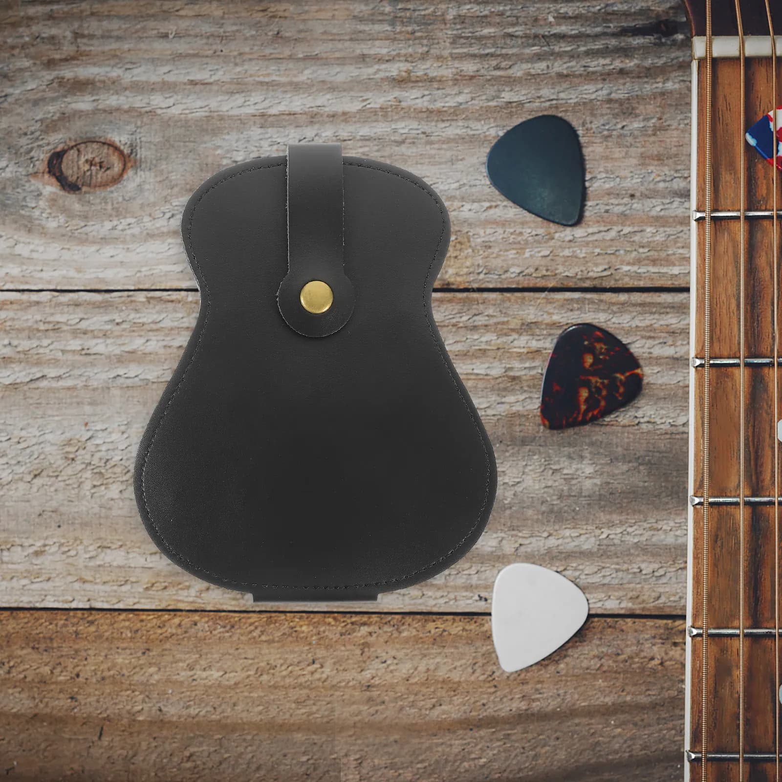 Borsa Porta Plettri per Chitarra in PU Premium, Custodia Compatta Portatile per Clip di Accordatura e Piccoli Accessori